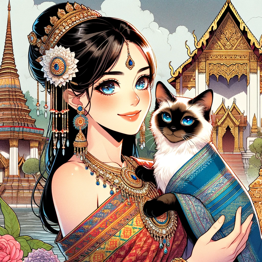 タイの女性と猫ちゃん