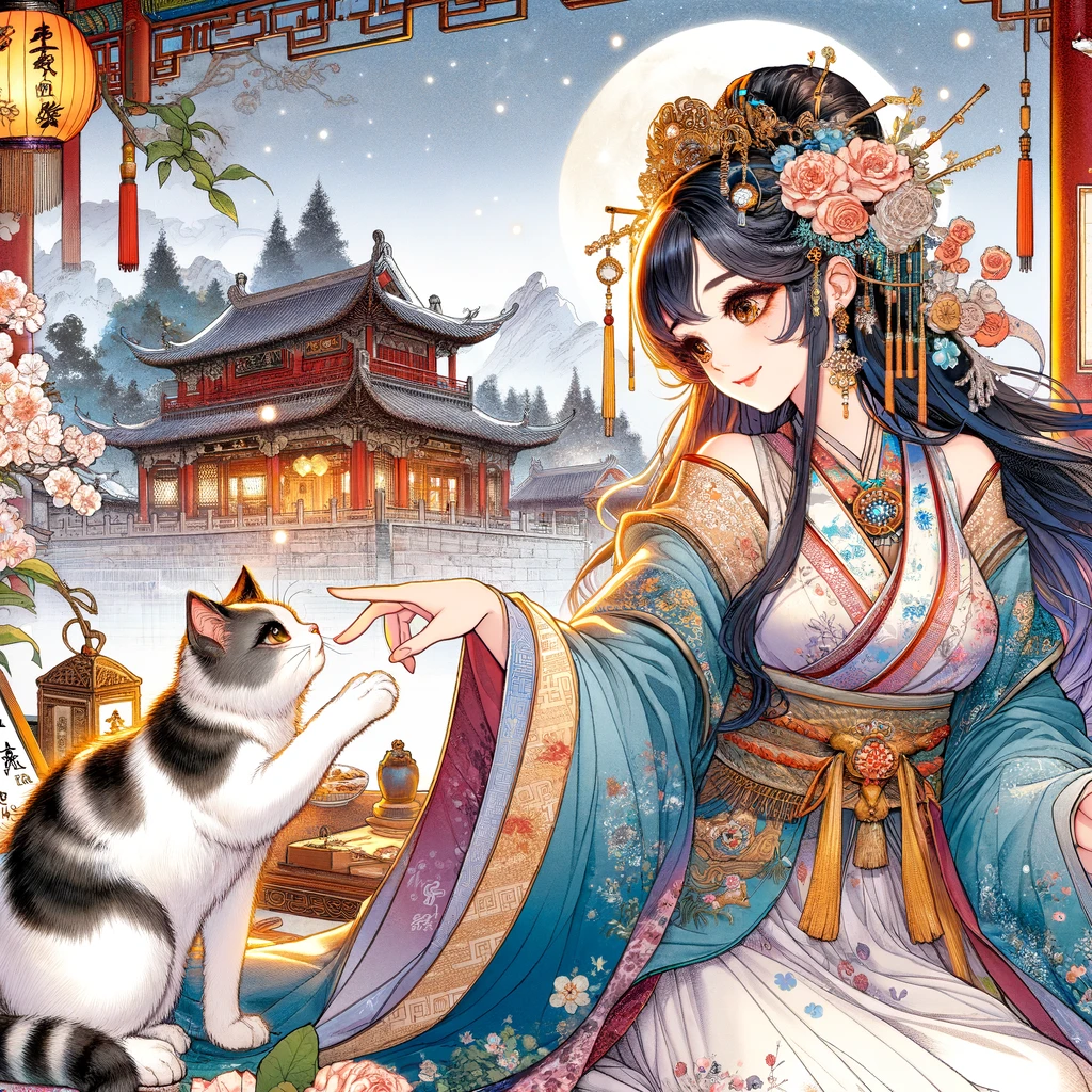 中国の女性と猫ちゃん