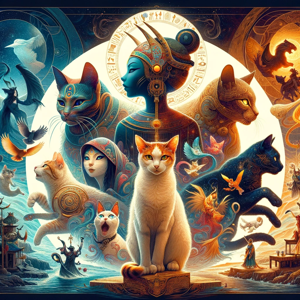 「猫ちゃんの神秘的な伝説と文化」のポスター