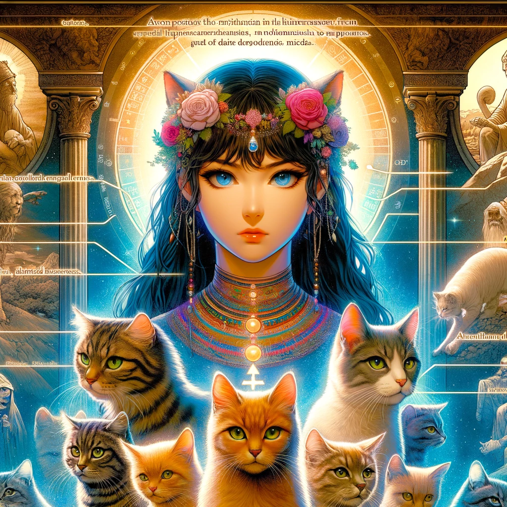 古代の猫ちゃんと女性